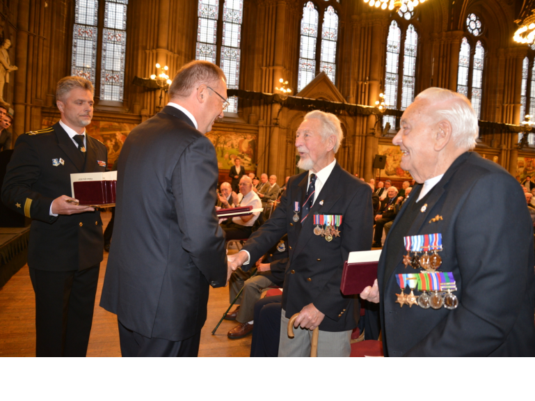 Ushakov Medals presented to 73 veterans of the Arctic Convoys in Manchester